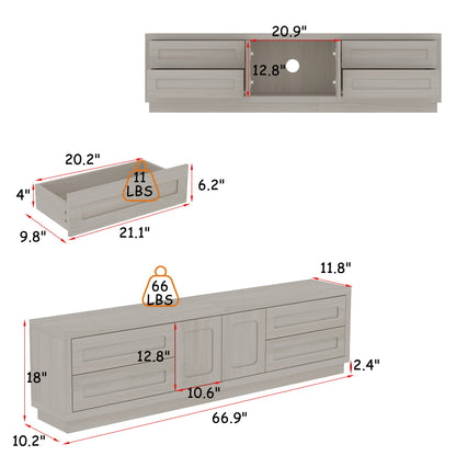 Meuble TV 4 tiroirs 67'' L Centre multimédia