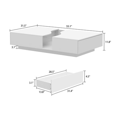 Table basse avec finition en verre au centre
