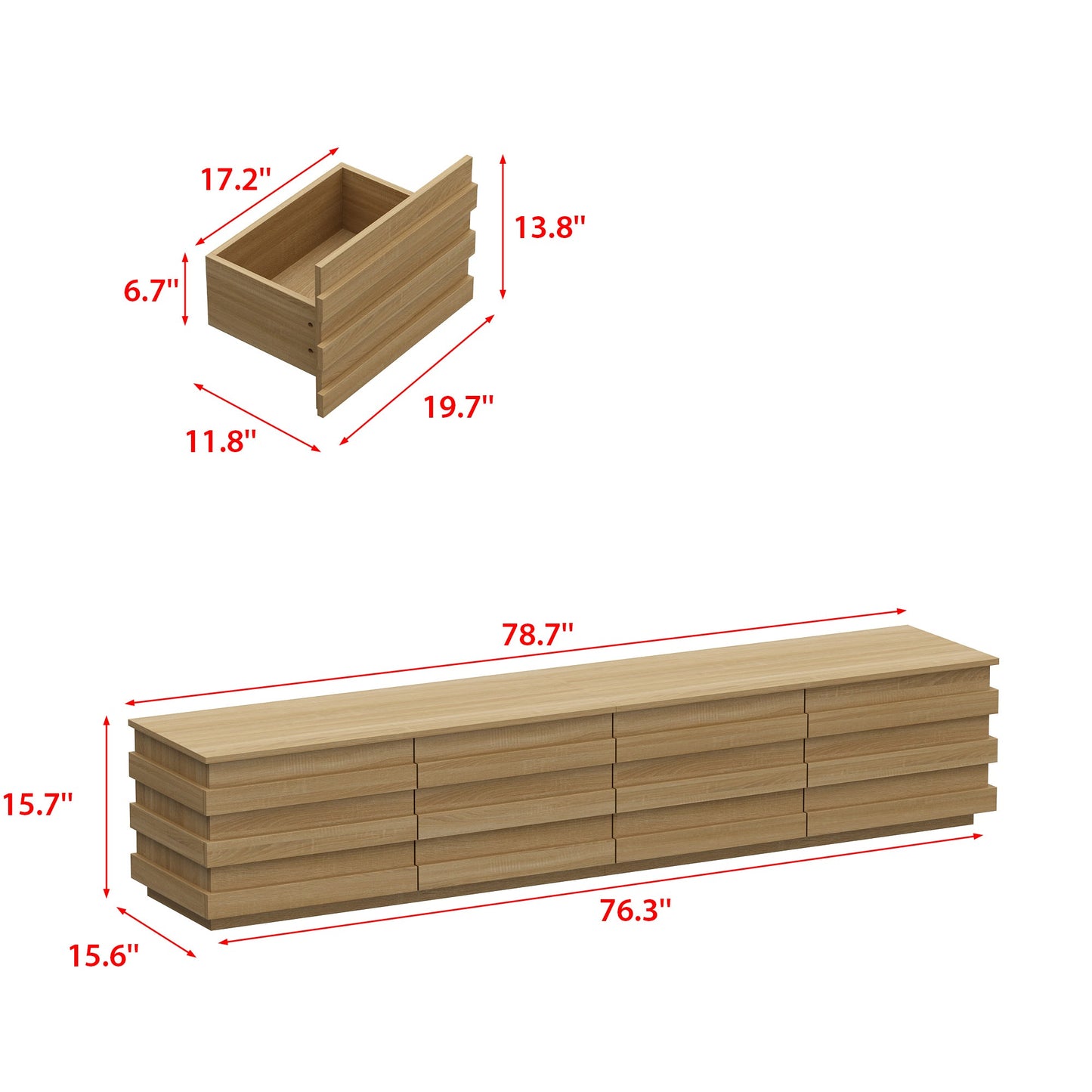 Meuble TV à 4 tiroirs de 78,7 po de largeur