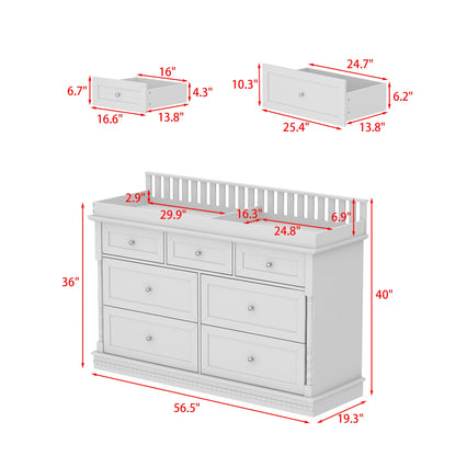 Commode-table à langer pour bébé – 7 tiroirs de rangement pour couches et vêtements
