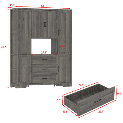 Meuble de rangement modulaire élégant : design épuré et combinaison de compartiments ouverts et fermés.