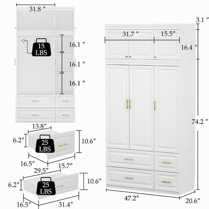 Armoire de rangement pour vêtements avec poignées en métal pour petits espaces