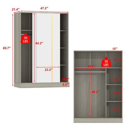 Système de placard à portes coulissantes blanc chaud