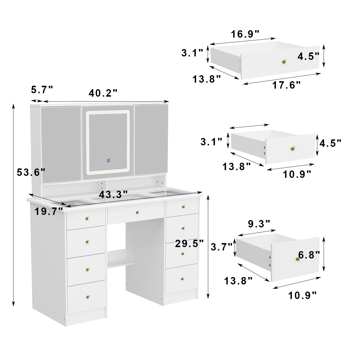 Coiffeuse avec miroir et lampe