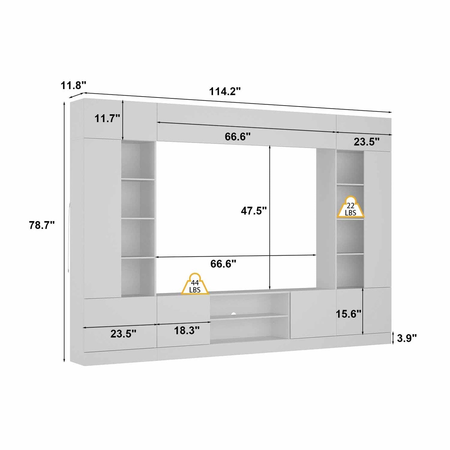 Centre multimédia avec un espace de rangement important