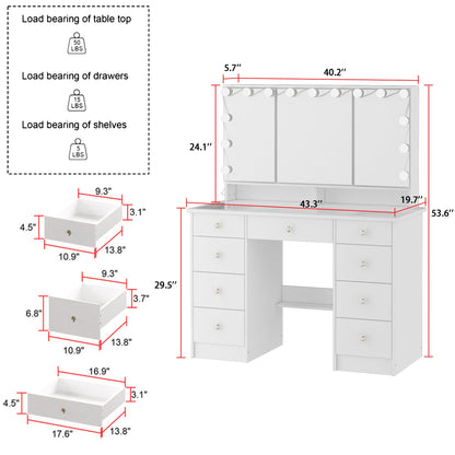 Coiffeuse avec miroir et lampe