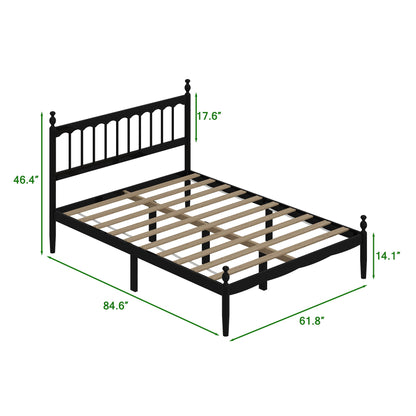 Cadre de lit en bois massif - Hévéa et pin, design élégant et robustesse, format Queen