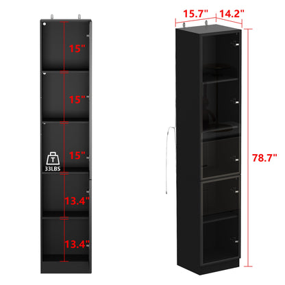Vitrine de rangement avec éclairage LED et portes en verre trempé