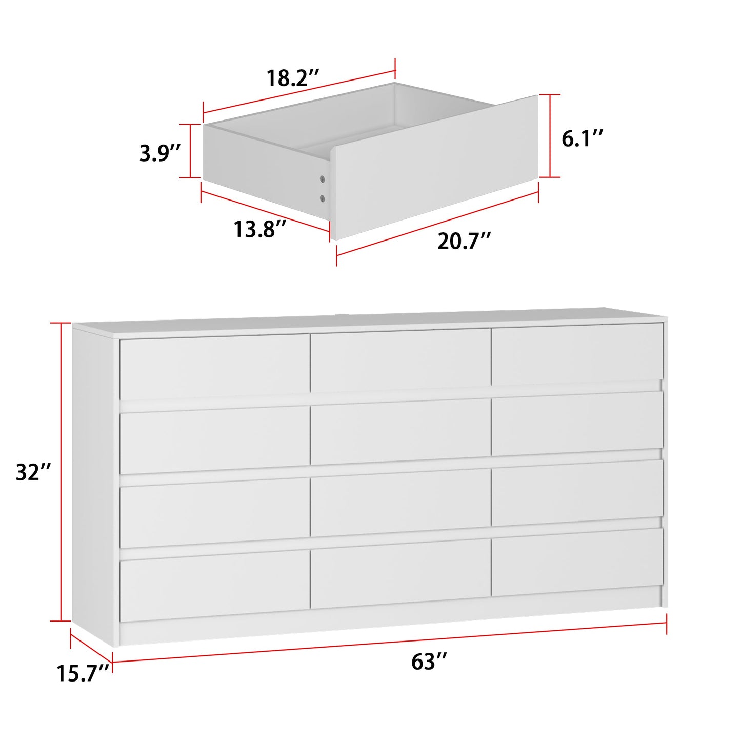 Commode 63 W à 12 tiroirs