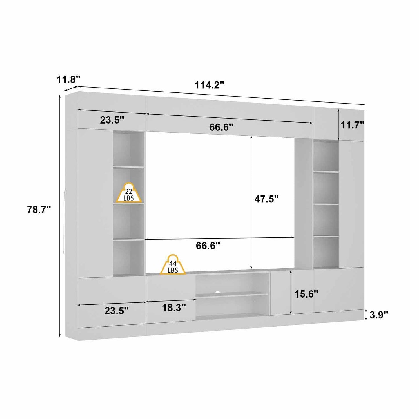 Centre multimédia avec un espace de rangement important