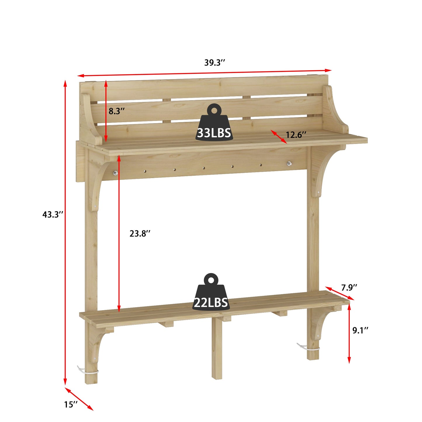 Table de balcon en bois massif