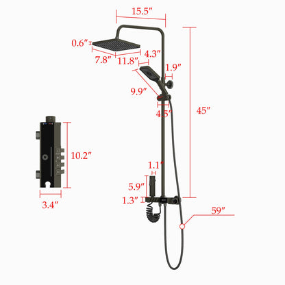 Système de douche avec robinetterie complète et affichage numérique de la température