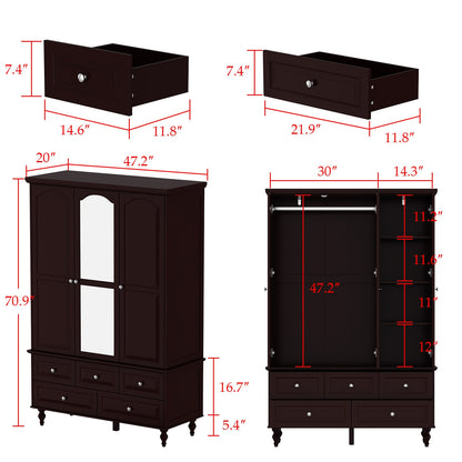 Grande armoire de rangement avec 3 portes et 5 tiroirs
