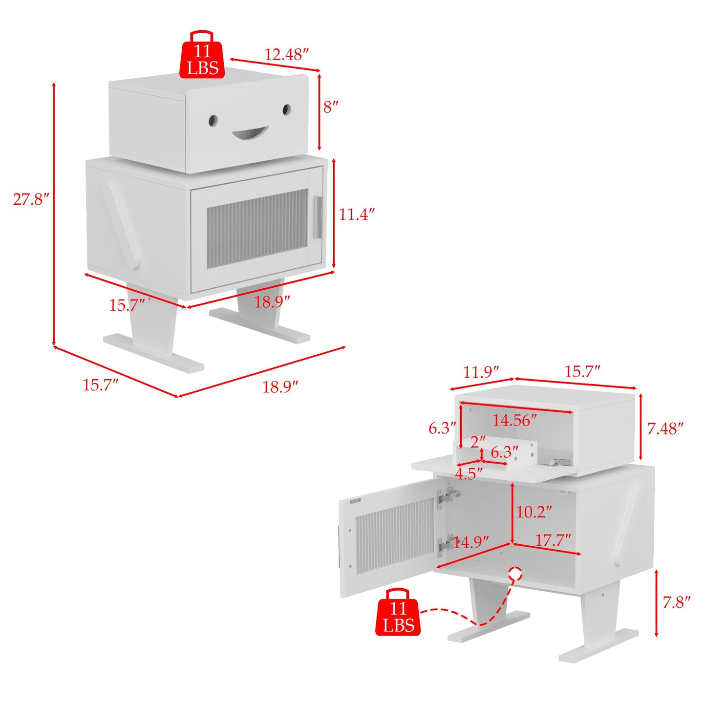 Table de chevet créative en forme de robot et rotation à 360°