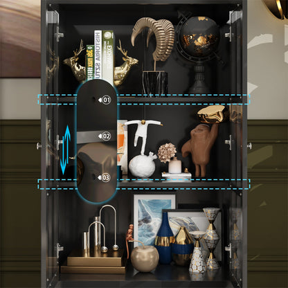 Buffet/meuble de rangement avec étagère à 3 niveaux et portes en acrylique