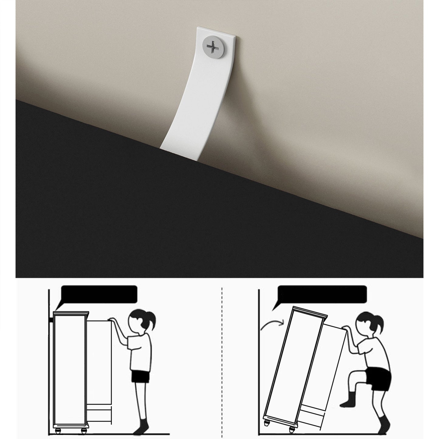 Buffet/meuble de rangement avec étagère à 3 niveaux et portes en acrylique