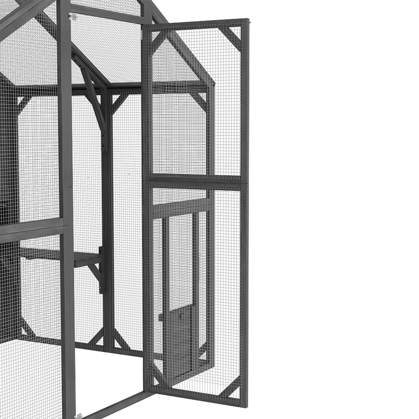 Grand enclos extérieur pour chat avec couvercle et conception à plusieurs niveaux