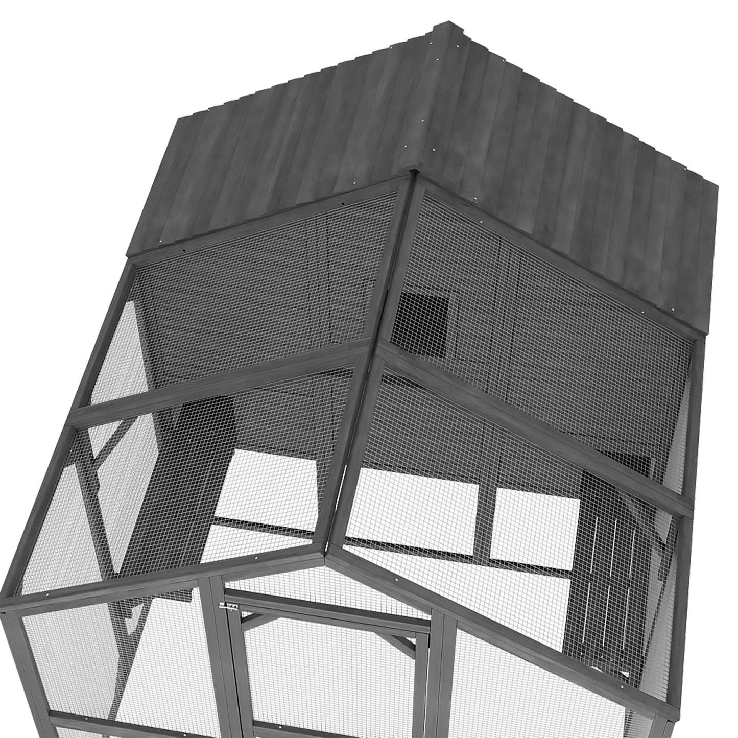 Grand enclos extérieur pour chat avec couvercle et conception à plusieurs niveaux