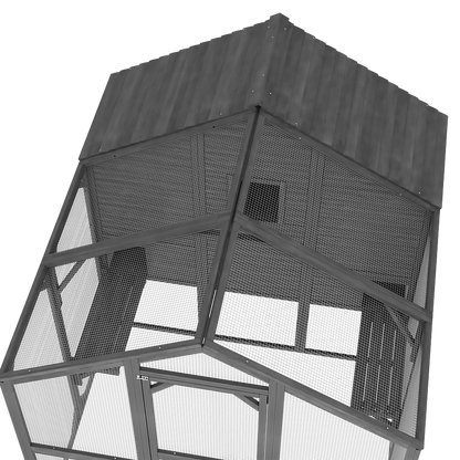 Grand enclos extérieur pour chat avec couvercle et conception à plusieurs niveaux