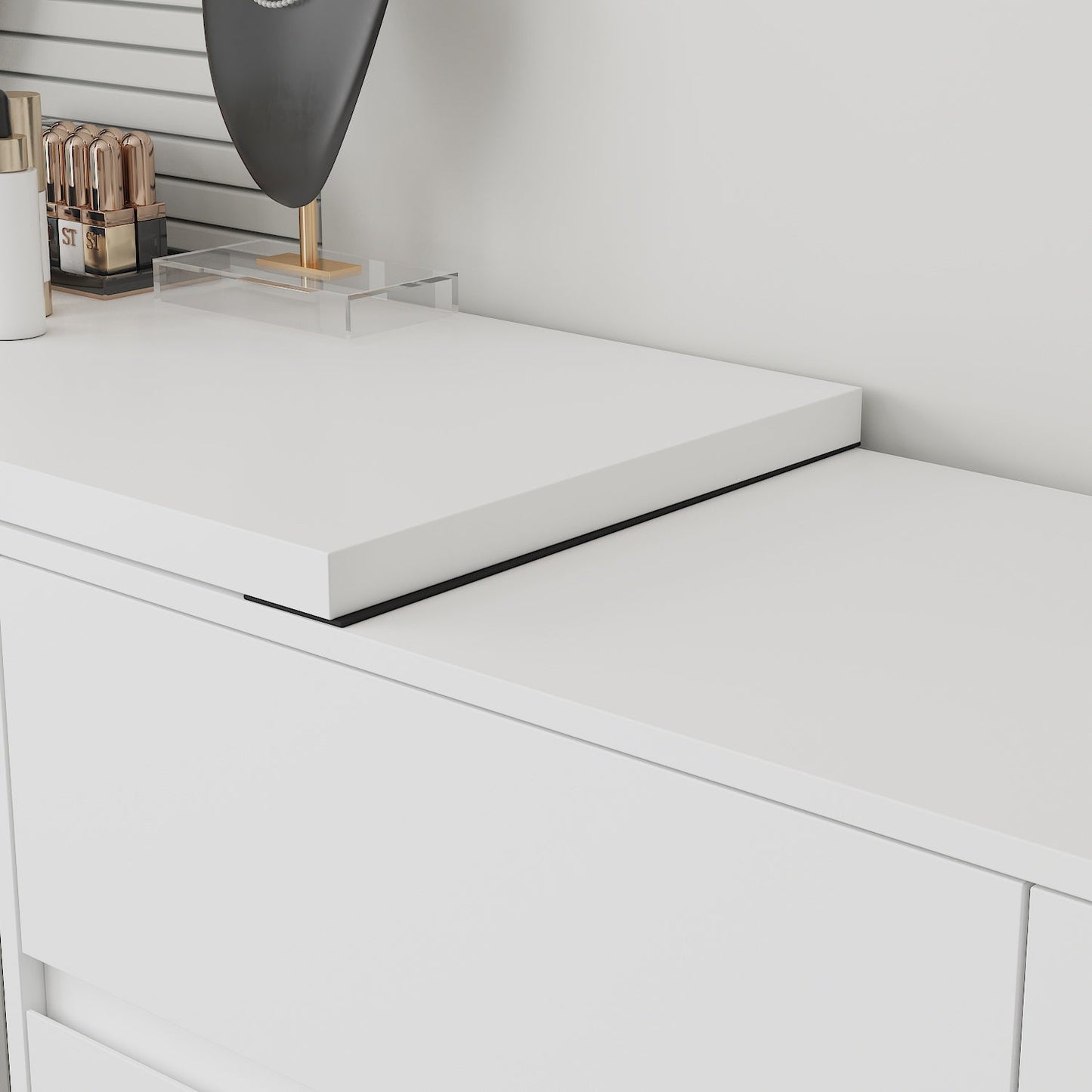 Table de travail pivotante en forme de L avec 6 tiroirs