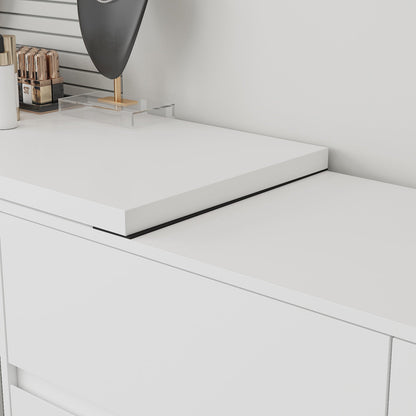 Table de travail pivotante en forme de L avec 6 tiroirs