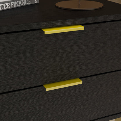 Table de chevet à 2 tiroirs et pieds en métal doré - 15,7 x 19,7 x 17,9 cm 