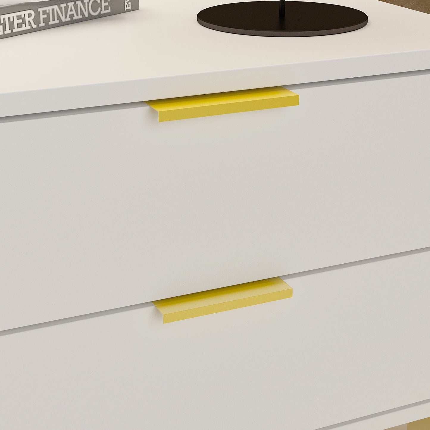 Table de chevet à 2 tiroirs et pieds en métal doré - 15,7 x 19,7 x 17,9 cm 