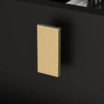 Table de chevet noire avec pieds en métal doré et 3 tiroirs