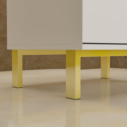 Table de chevet à 2 tiroirs et pieds en métal doré - 15,7 x 19,7 x 17,9 cm 