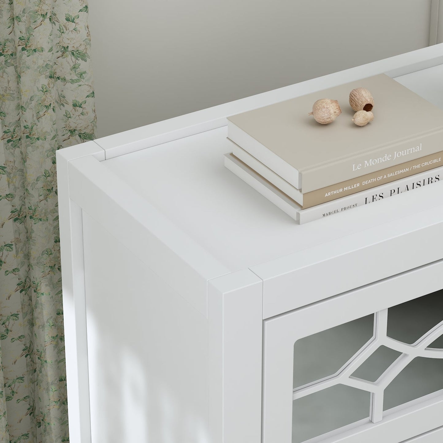 Commode avec 3 tiroirs miroirs, table de chevet de rangement blanche 