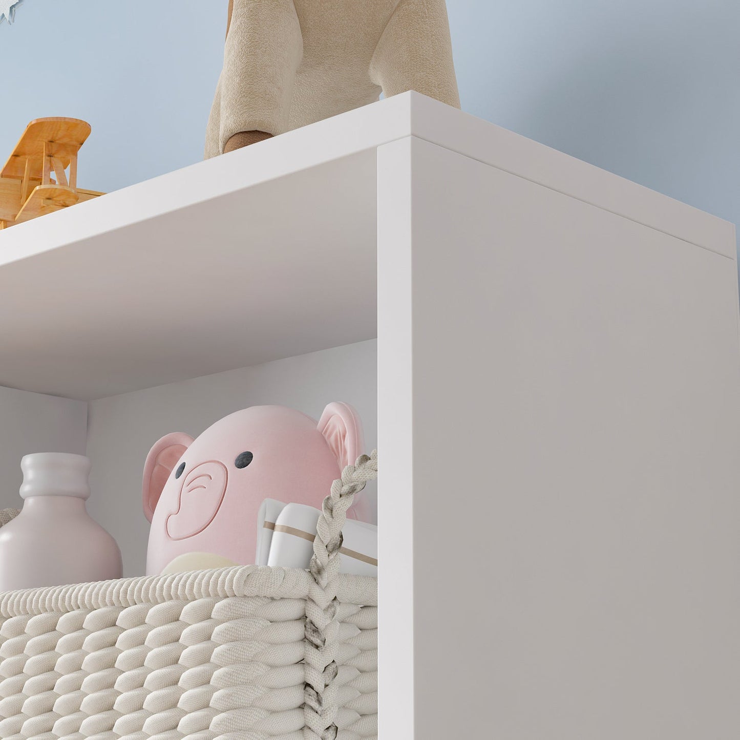 Meuble d'entrée, bibliothèque large pour enfants avec plusieurs compartiments et étagère à 3 niveaux 