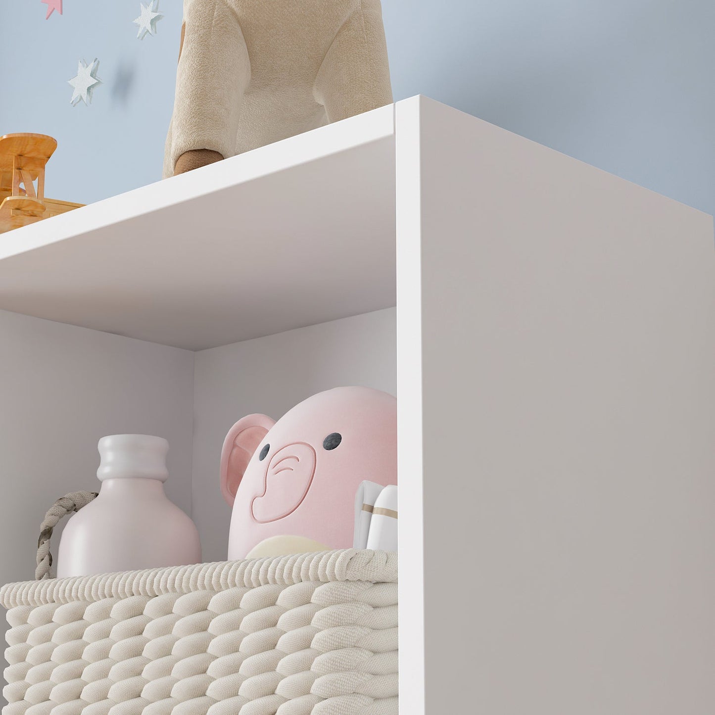 Meuble d'entrée, bibliothèque large pour enfants avec plusieurs compartiments et étagère à 3 niveaux 