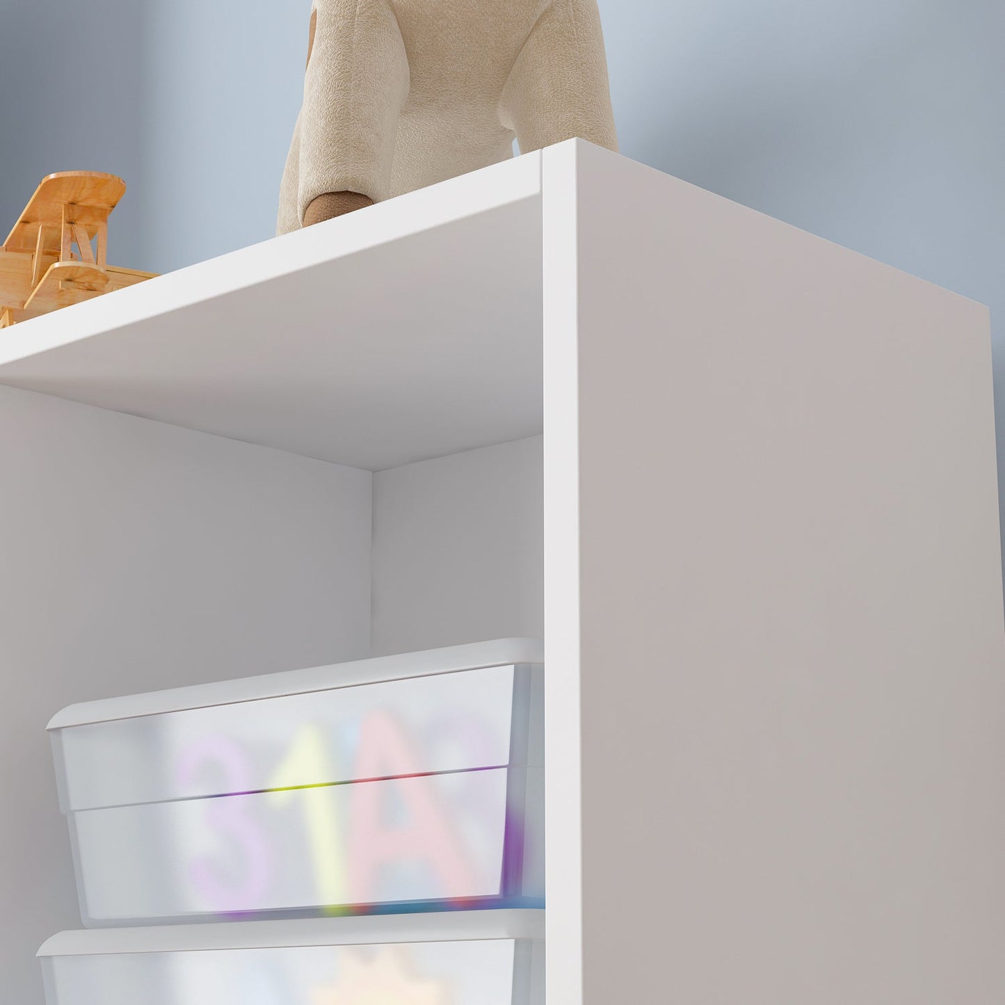 Meuble d'entrée, bibliothèque large pour enfants avec plusieurs compartiments et étagère à 3 niveaux 