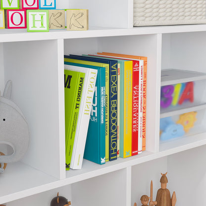 Meuble d'entrée, bibliothèque large pour enfants avec plusieurs compartiments et étagère à 3 niveaux 