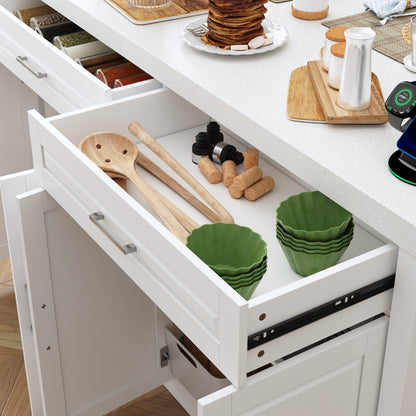 Îlot de cuisine de 61 po de largeur avec 2 tiroirs et 4 portes