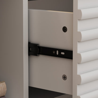 Meuble TV/console multimédia à 3 tiroirs et 2 placards, 78,5 po de largeur