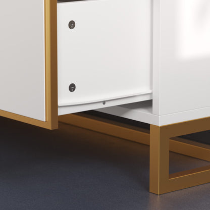 Table de chevet à 3 tiroirs avec pieds en métal