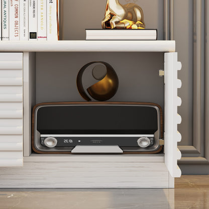 Meuble TV/console multimédia à 3 tiroirs et 2 placards, 78,5 po de largeur