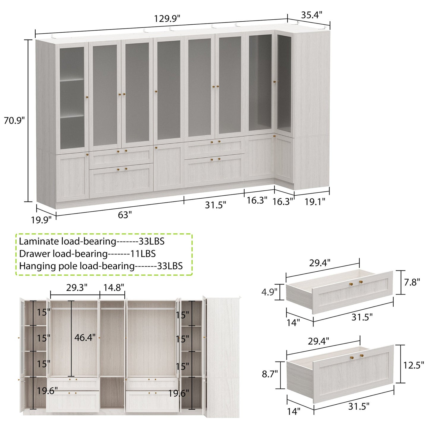 Armoire en bois massif et en panneaux de particules