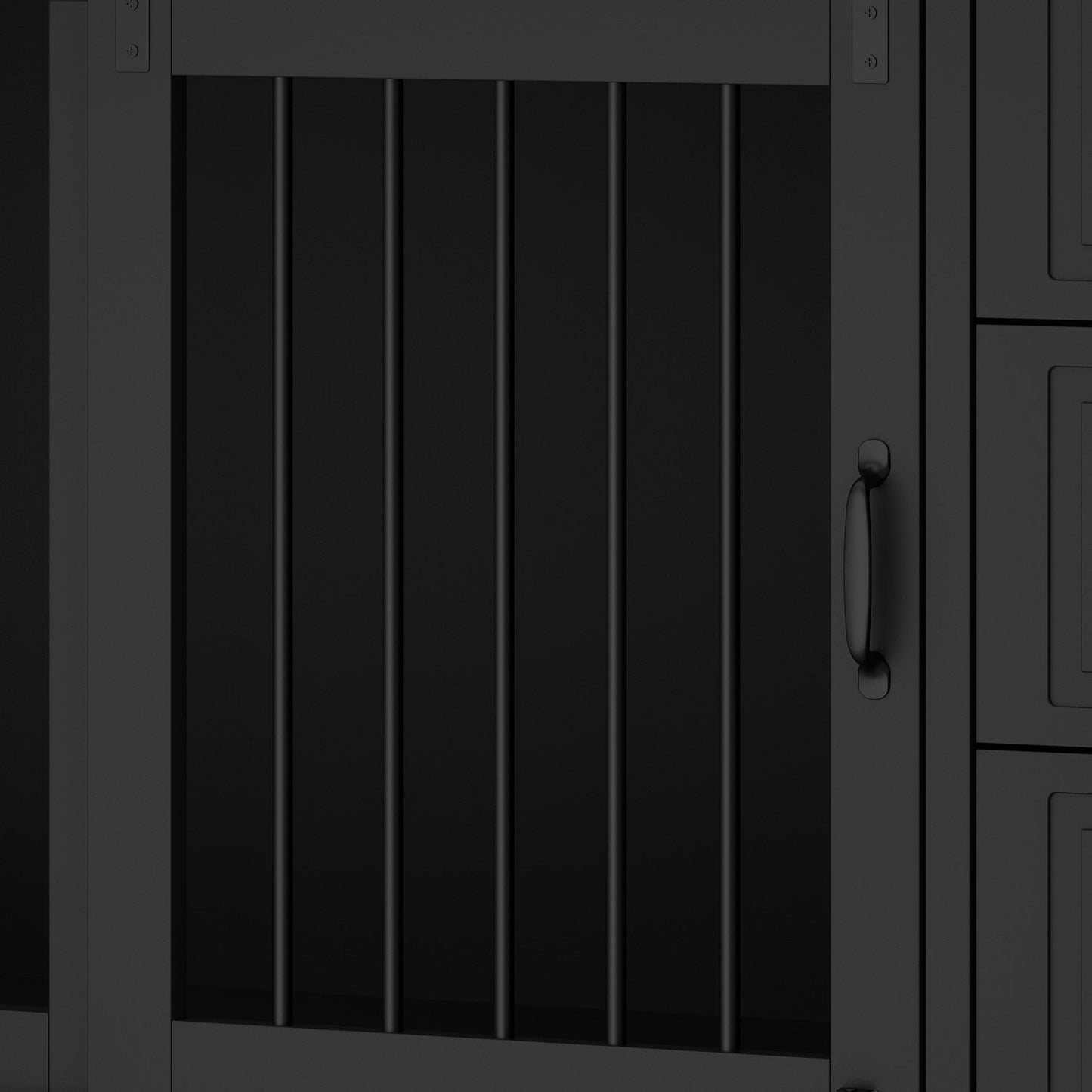 Cage pour chien à 6 tiroirs et 2 compartiments avec porte de style grange